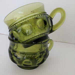 Vintage Colony Teacups Avocado Green Glass 60s 70s 5.25 FL OZ Capacity EUC